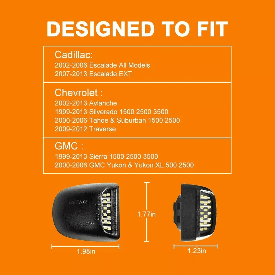 Chevy Silverado Avalanche SMD LED License Plate Light Lamp Bright Durable  Easy Install 3