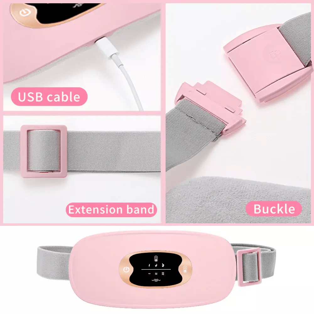 Electric Heating Menstrual Vibration Pad Belt For Period Pain Relief Cramps Adjustable Wireless Hea 9