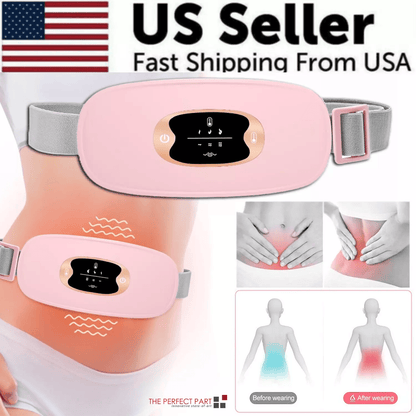 Electric Heating Menstrual Vibration Pad Belt for Period Pain Relief Cramps Adjustable Wireless Heat Wrap for Women