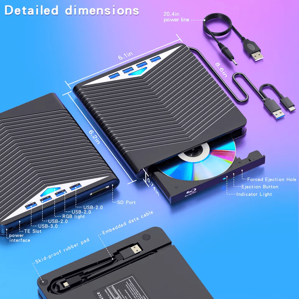 USB External CD DVD Drive For PC Laptop Windows 1011 Burner  Reader For Easy File Access 2