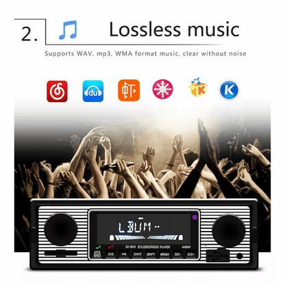 Bluetooth Vintage Car FM Radio MP3 Player USB Classic Stereo Audio Receiver With AUX SD Slot Remote 3