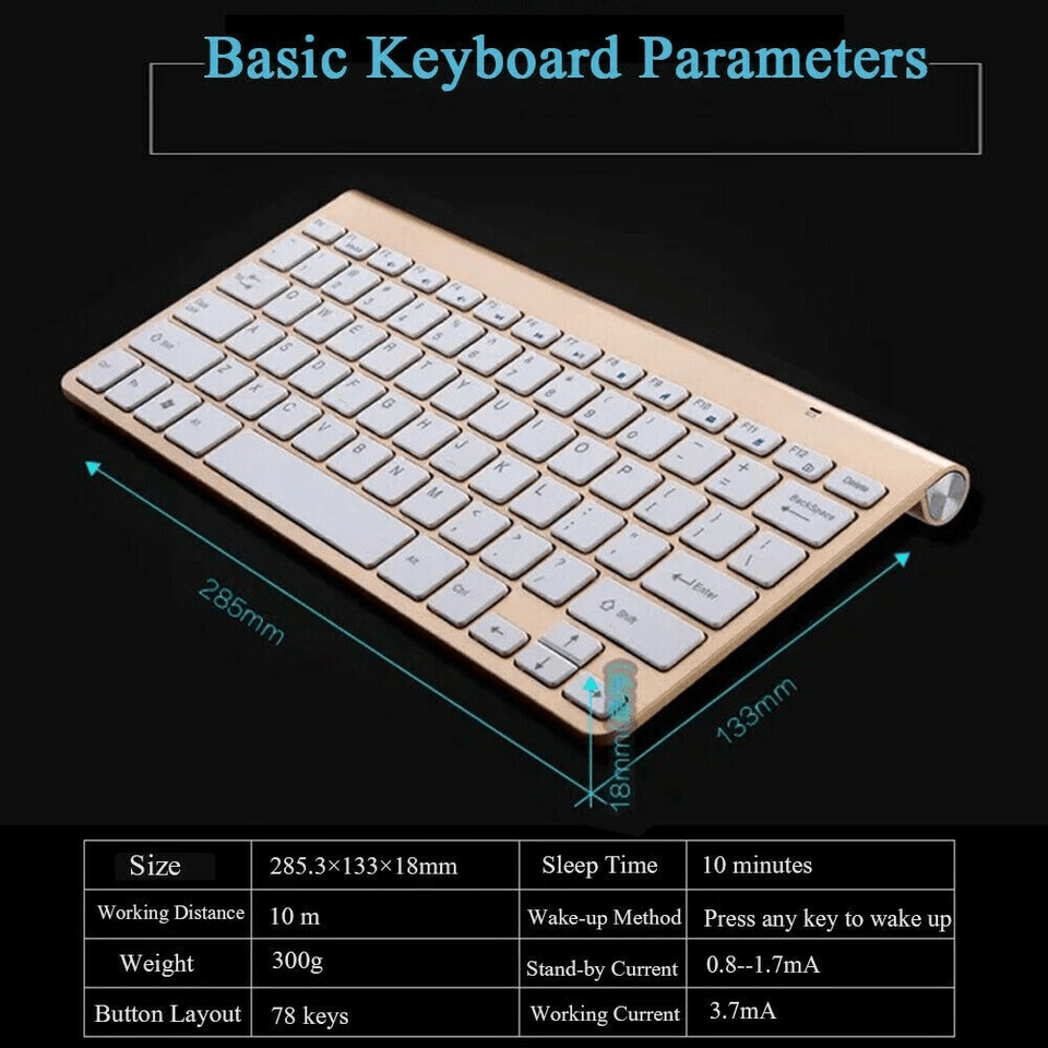 Mini Wireless Keyboard And Mouse Set Waterproof For Mac Apple  PC 2