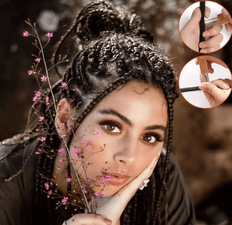 5Pcs DIY Crochet Needle Hook Set For Dreadlocks  Bamboo Handle Hair Braiding  Knitting Tool For Loc 6