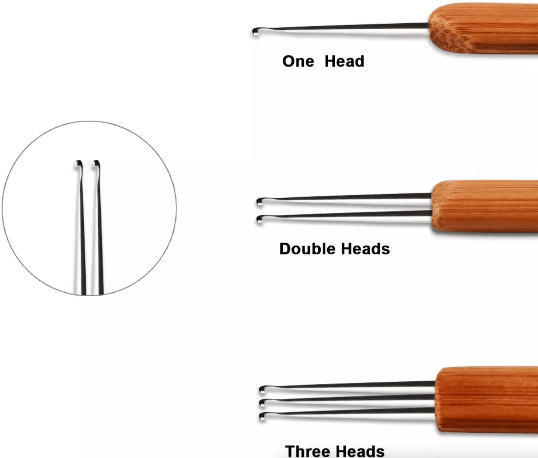 5Pcs DIY Crochet Needle Hook Set For Dreadlocks  Bamboo Handle Hair Braiding  Knitting Tool For Loc 1