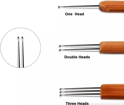 5Pcs DIY Crochet Needle Hook Set For Dreadlocks  Bamboo Handle Hair Braiding  Knitting Tool For Loc 1