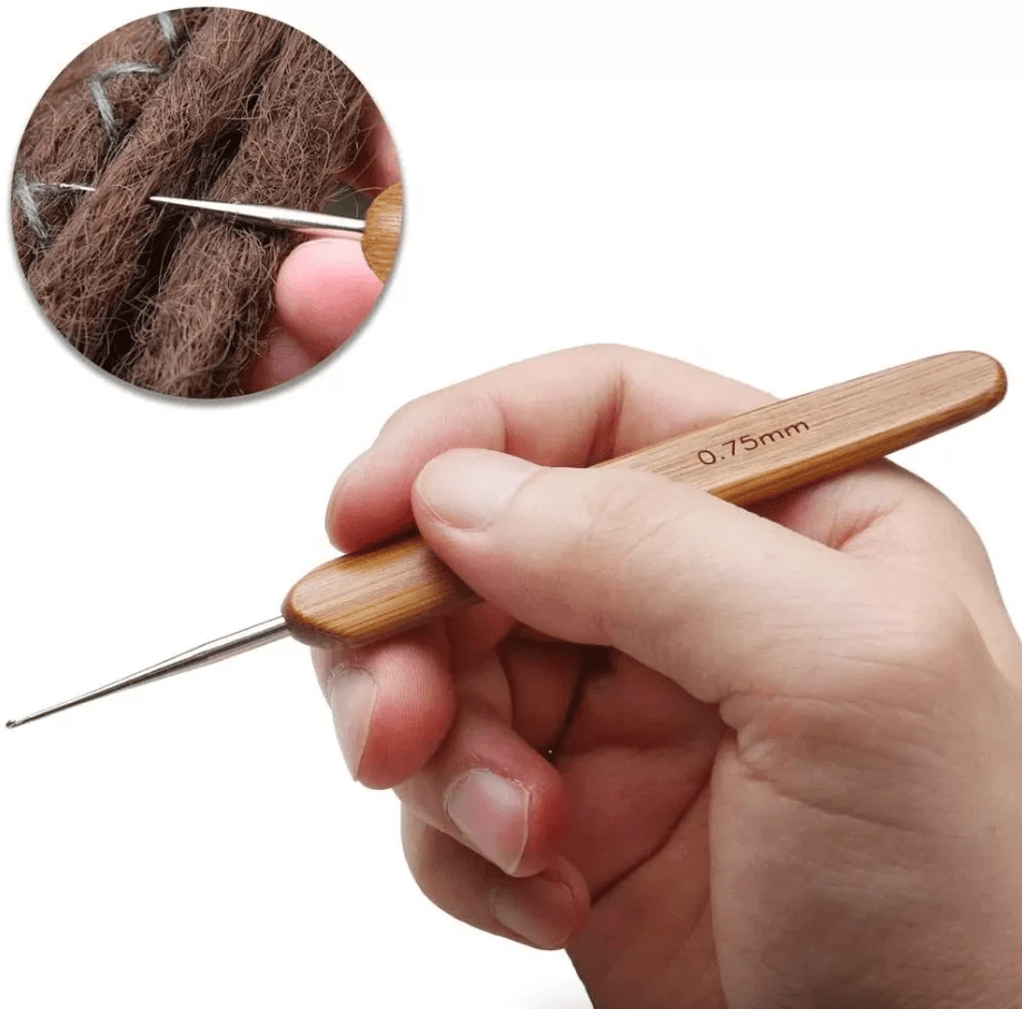 5Pcs DIY Crochet Needle Hook Set For Dreadlocks  Bamboo Handle Hair Braiding  Knitting Tool For Loc 9