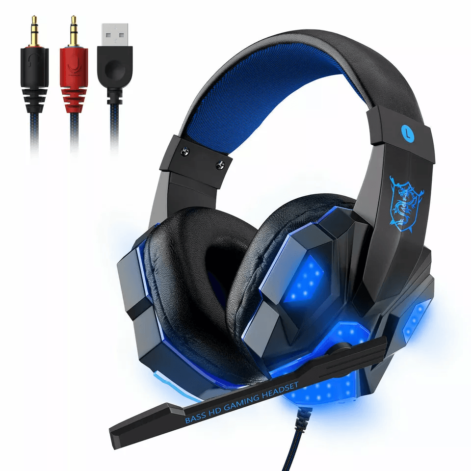 Gaming Headset with Mic, LED Lights, Stereo Bass Surround for PC, PS4, Xbox One