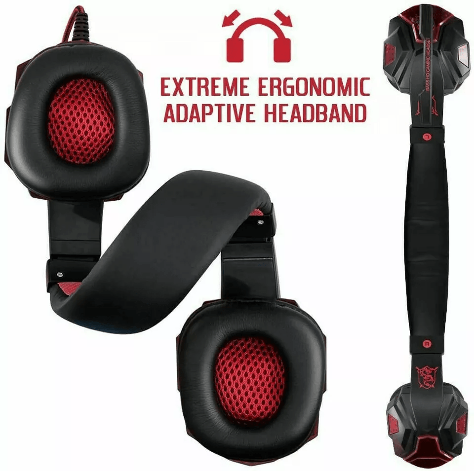 Gaming Headset With Mic LED Lights Stereo Bass Surround For PC PS4 Xbox One 5
