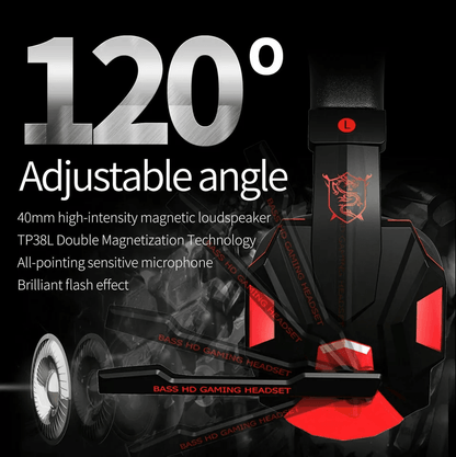 Gaming Headset With Mic LED Lights Stereo Bass Surround For PC PS4 Xbox One 7