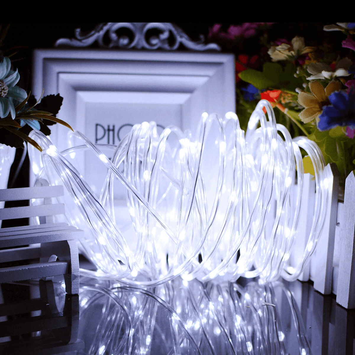 33FT 100 LED Strip Rope Light Tube String USB Powered Outdoor Waterproof Fairy Lights For Garden Pa 8