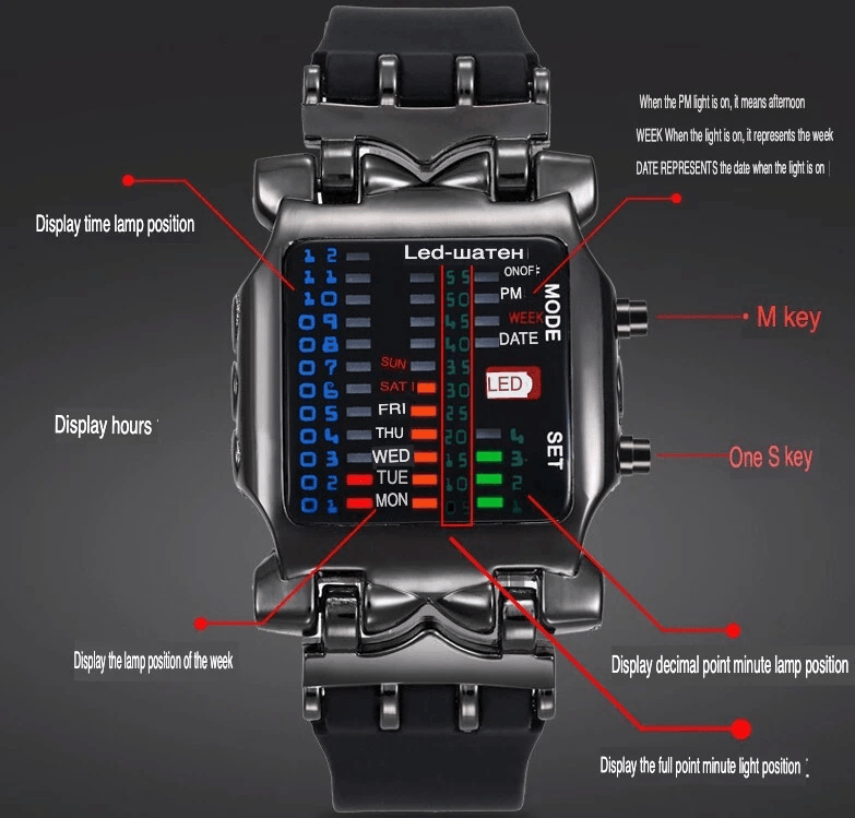 Luxury Mens Digital LED Sports Watch Waterproof Quartz Wristwatch With Date Display 4