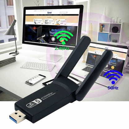Dual Band USB WiFi Adapter, Long Range Wireless Network Dongle with Antennas