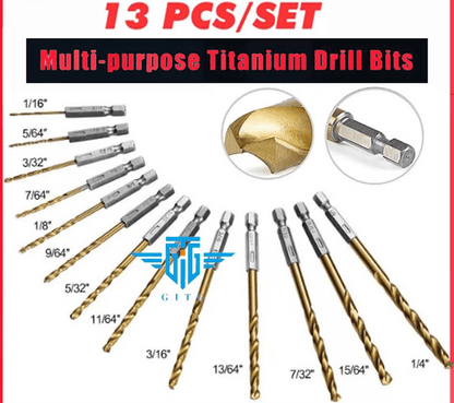 Titanium Coated HSS Twist Drill Bit Set with Quick Release Hex Shank, Precision Metal Drilling Kit for Power Tools & DIY
