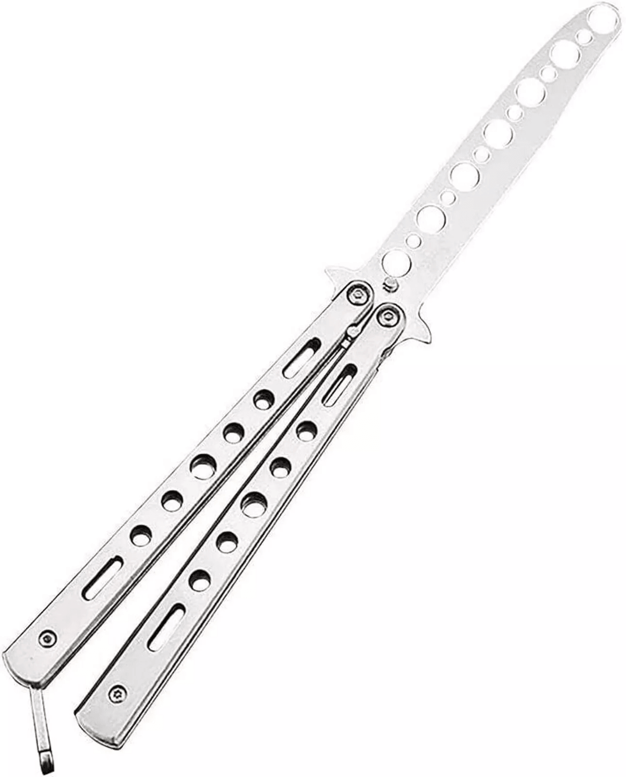 Balisong Butterfly Trainer Knife Practice Tool Safe Metal Black Silver Flip Knife For Beginners  Gi