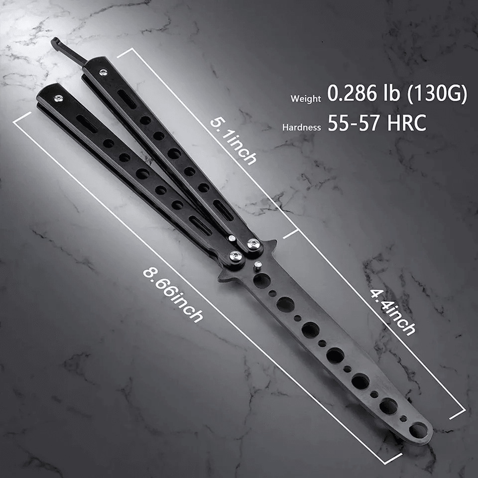 Balisong Butterfly Trainer Knife Practice Tool Safe Metal Black Silver Flip Knife For Beginners  Gi
