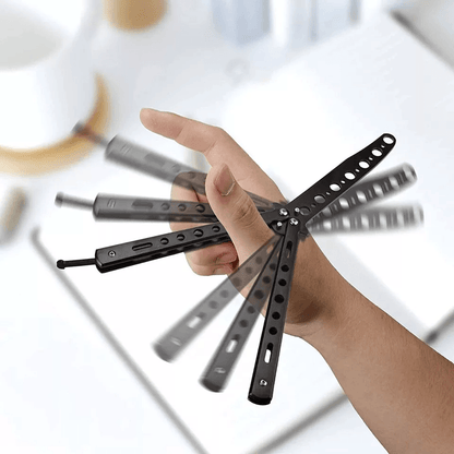 Balisong Butterfly Trainer Knife Practice Tool Safe Metal Black Silver Flip Knife For Beginners  Gi