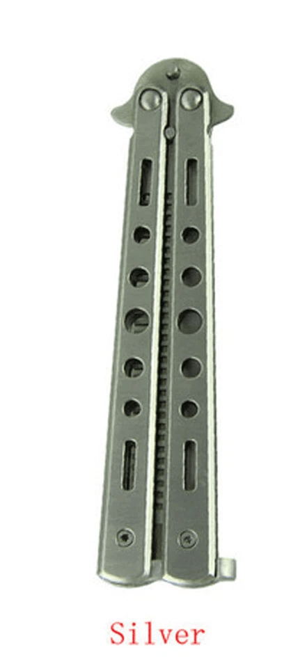 Balisong Butterfly Trainer Knife Practice Tool Safe Metal Black Silver Flip Knife For Beginners  Gi