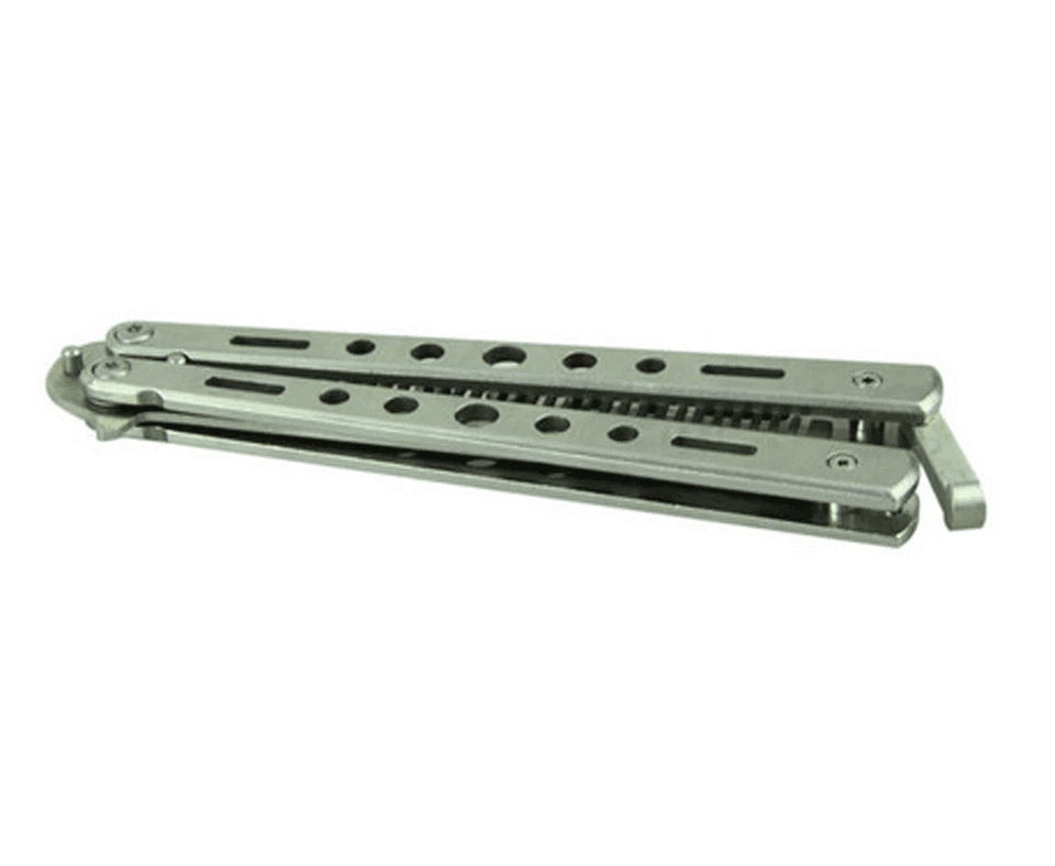 Balisong Butterfly Trainer Knife Practice Tool Safe Metal Black Silver Flip Knife For Beginners  Gi