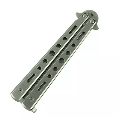 Balisong Butterfly Trainer Knife Practice Tool Safe Metal Black Silver Flip Knife For Beginners  Gi