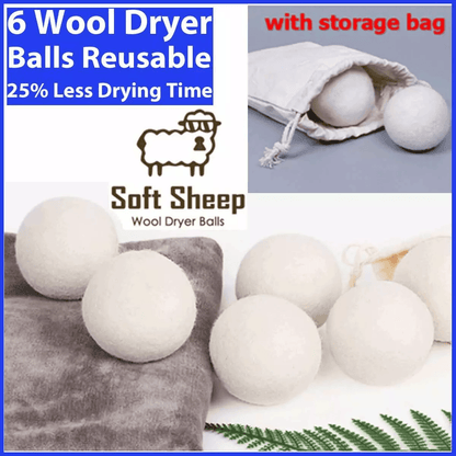 Wool Dryer Balls XL, Organic Wool Natural Laundry Fabric Softener, Reusable, Hypoallergenic & Chemical-Free