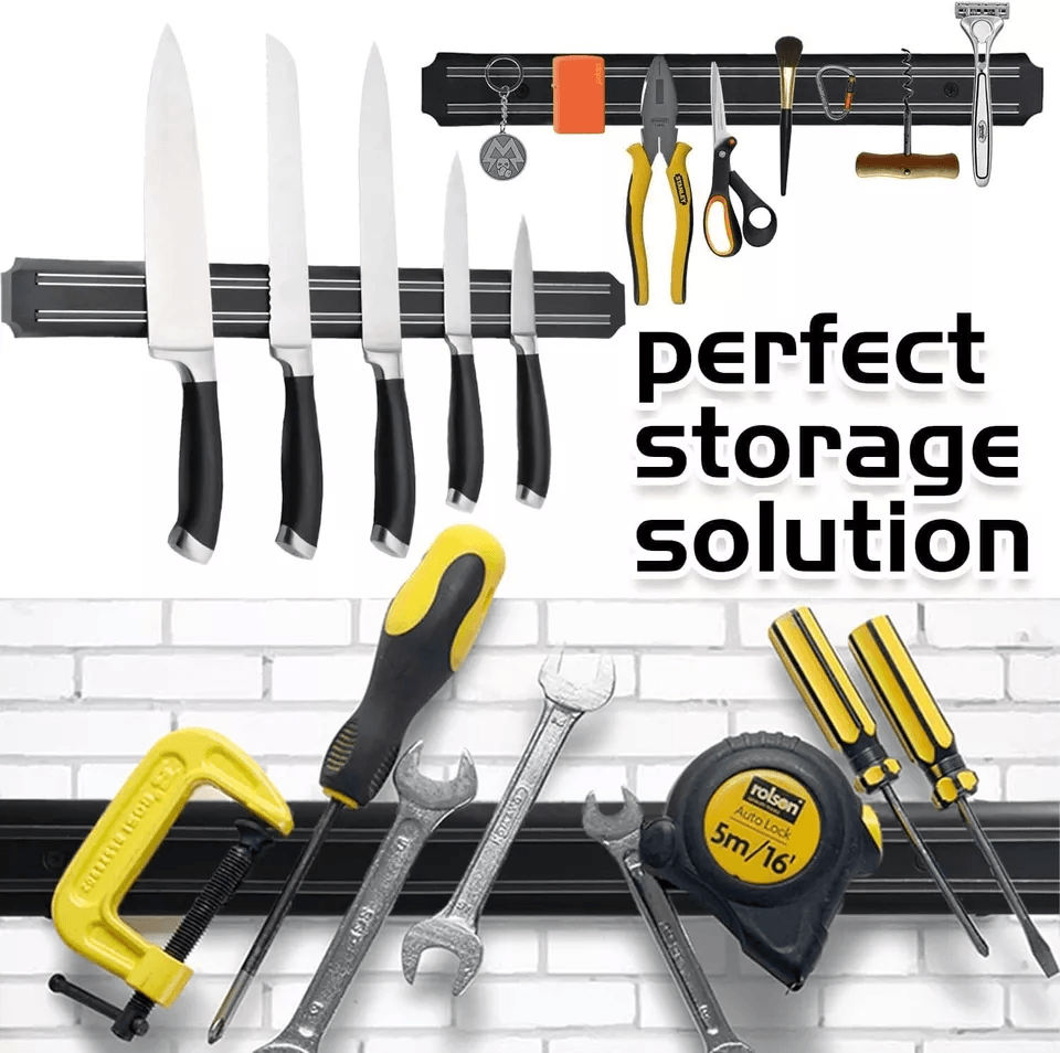 Magnetic Knife Holder Strip Wall Mount Scissor Storage Rack For Kitchen Tools 2