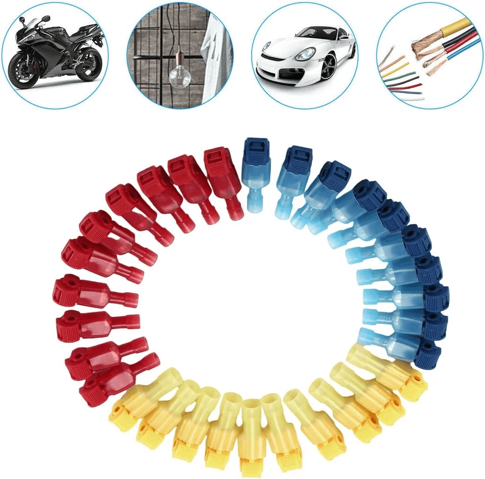 TTaps Wire Terminal Connectors Set AWG Insulated Quick Splice Combo Kit For Easy NoStrip Electrical 3