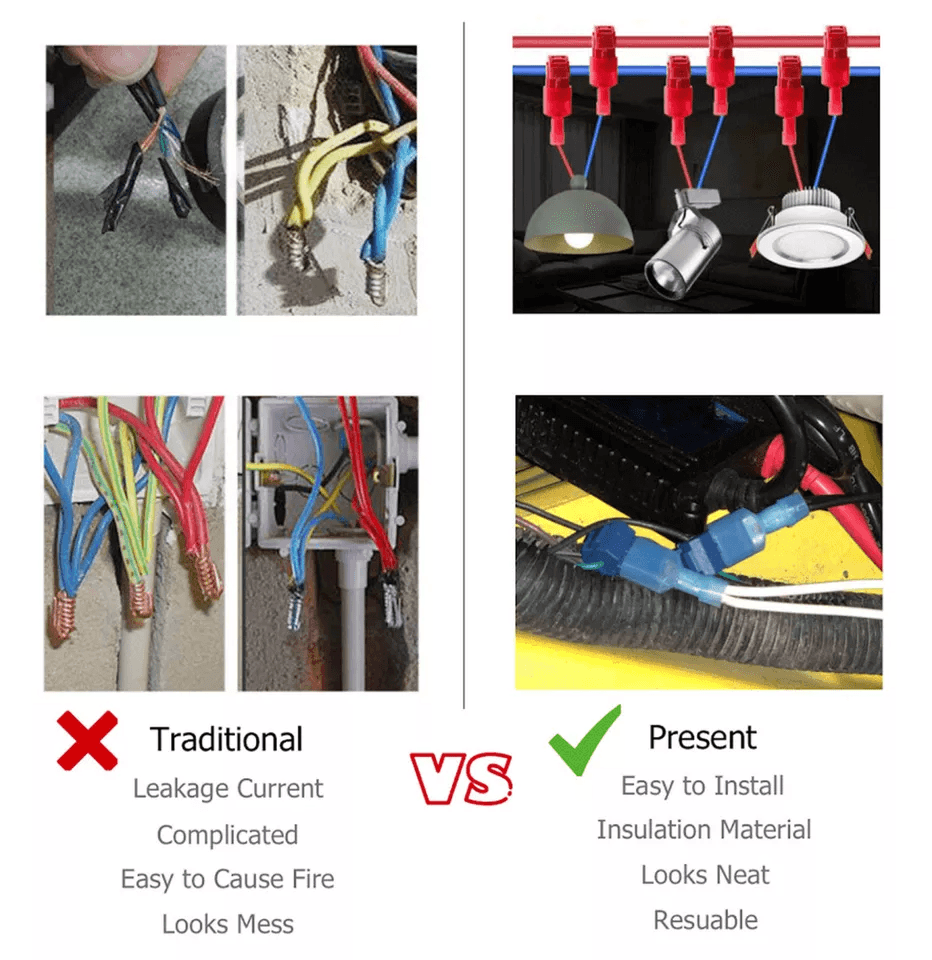TTaps Wire Terminal Connectors Set AWG Insulated Quick Splice Combo Kit For Easy NoStrip Electrical 4
