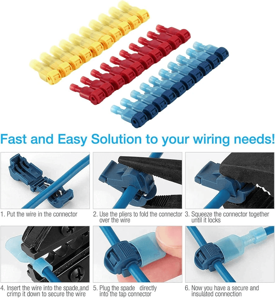 TTaps Wire Terminal Connectors Set AWG Insulated Quick Splice Combo Kit For Easy NoStrip Electrical 5