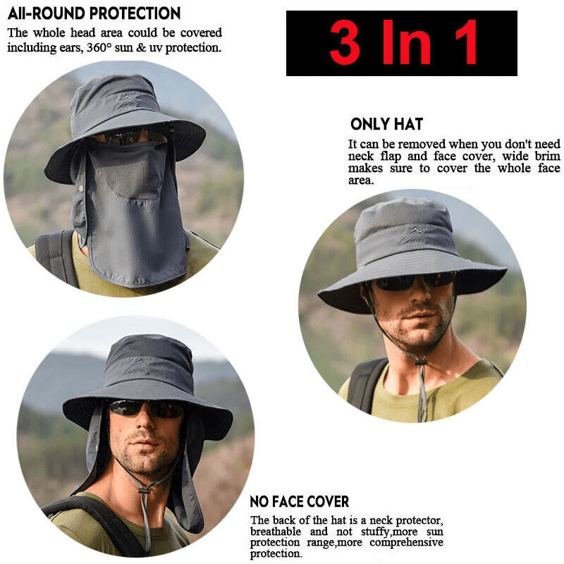 Wide Brim Sun Hat UV Protection Bucket Cap For Men Women Hiking Camping Fishing Safari Hat With Nec 1
