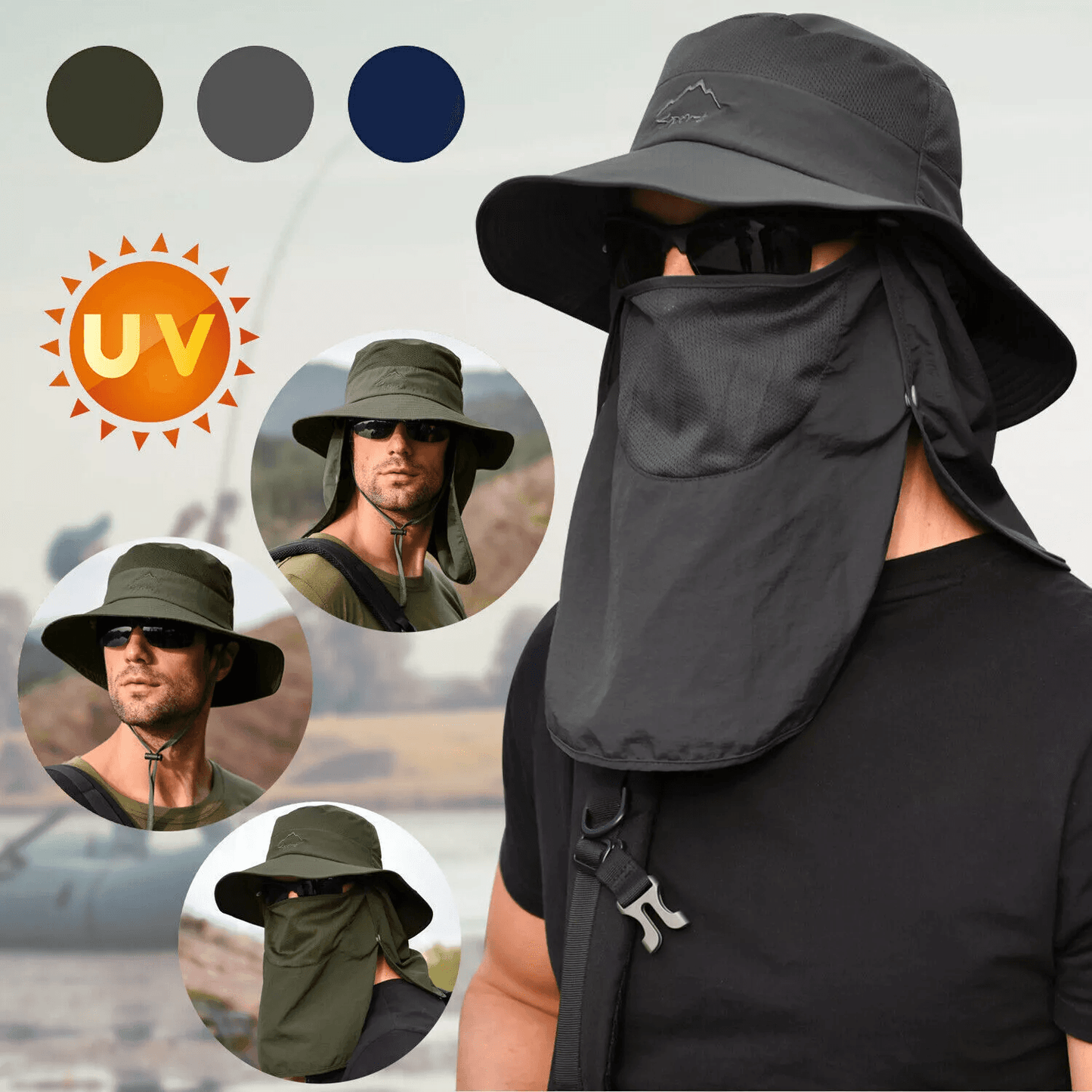 Wide Brim Sun Hat UV Protection Bucket Cap For Men Women Hiking Camping Fishing Safari Hat With Nec 6