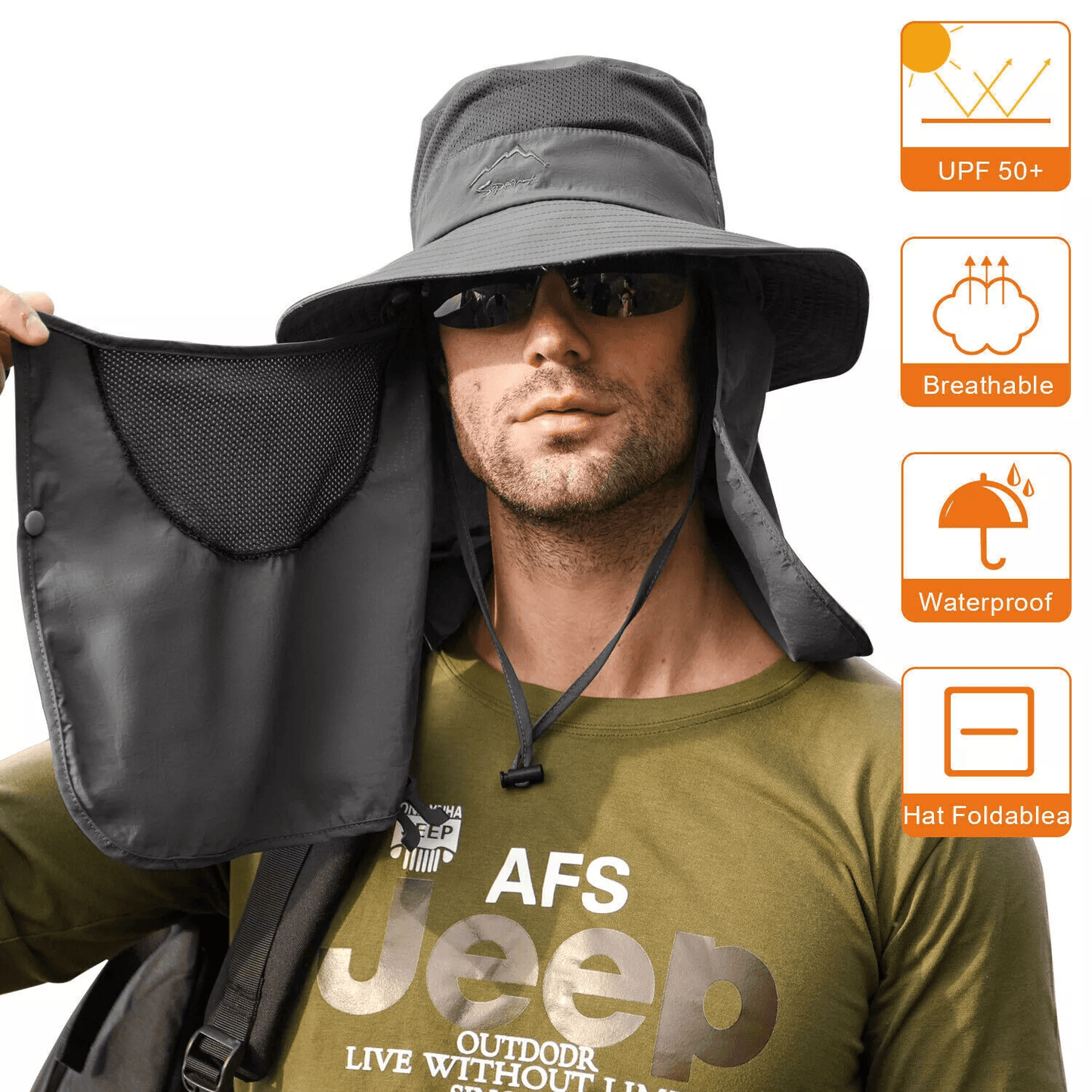 Wide Brim Sun Hat UV Protection Bucket Cap For Men Women Hiking Camping Fishing Safari Hat With Nec 7