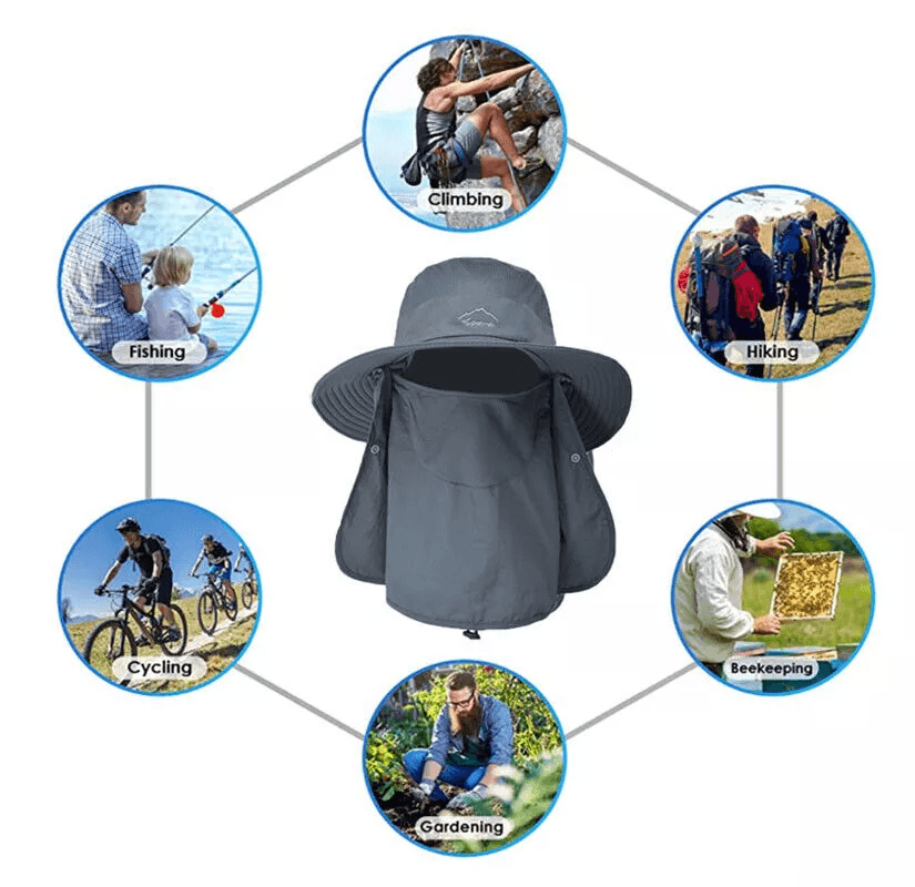 Wide Brim Sun Hat UV Protection Bucket Cap For Men Women Hiking Camping Fishing Safari Hat With Nec 2