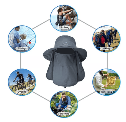 Wide Brim Sun Hat UV Protection Bucket Cap For Men Women Hiking Camping Fishing Safari Hat With Nec 2