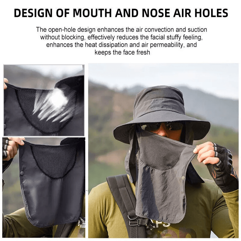 Wide Brim Sun Hat UV Protection Bucket Cap For Men Women Hiking Camping Fishing Safari Hat With Nec 5