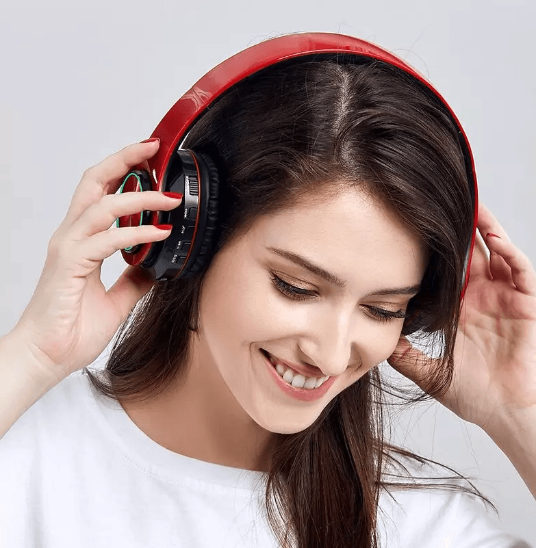 Super Bass Wireless Bluetooth Headphones Foldable Stereo Over Ear Earphones With Mic LED Light For  5