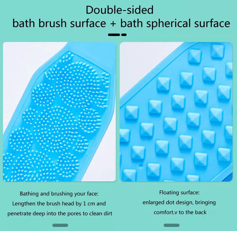 Silicone Bath Towel Back Brush Scrubber DualSided Exfoliating Body Wash Tool 1