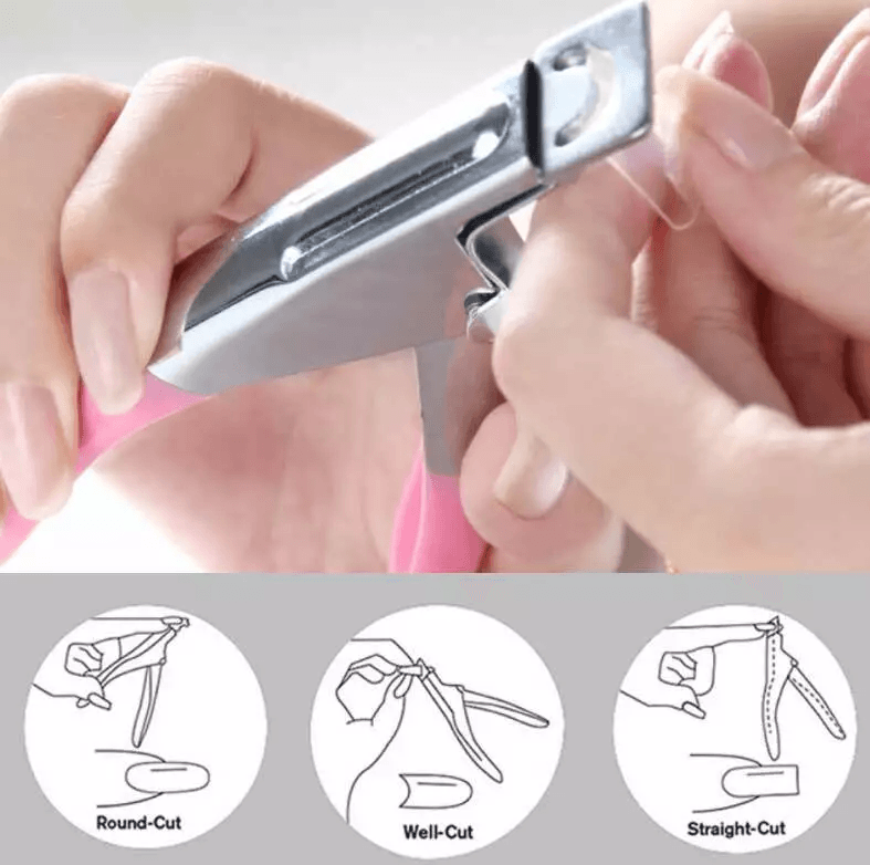 Professional Acrylic False Nail Tip Cutter Clipper Pink SpringLoaded Nail Trimmer For Manicure Fake 6
