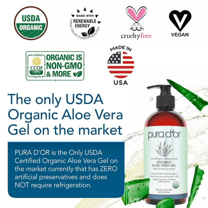 Natural Aloe Vera Gel For Skin  Hair Organic Lavender Enriched Sunburn  Eczema Treatment Soothing H 1