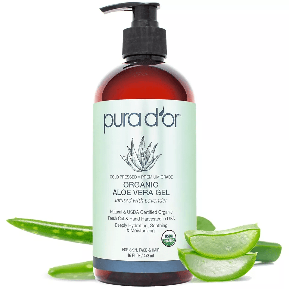 Natural Aloe Vera Gel for Skin & Hair, Organic Lavender Enriched Sunburn & Eczema Treatment, Soothing Hydration Gel
