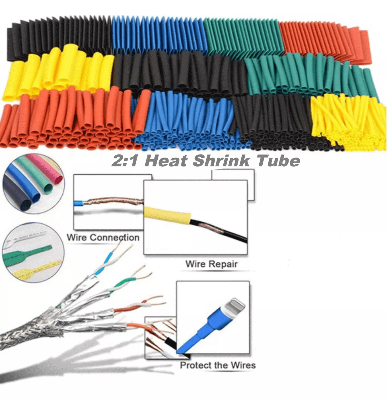 560Pcs Heat Shrink Tubing Kit Wire Cable Sleeve Assortment With Case For Automotive Marine Electric 7