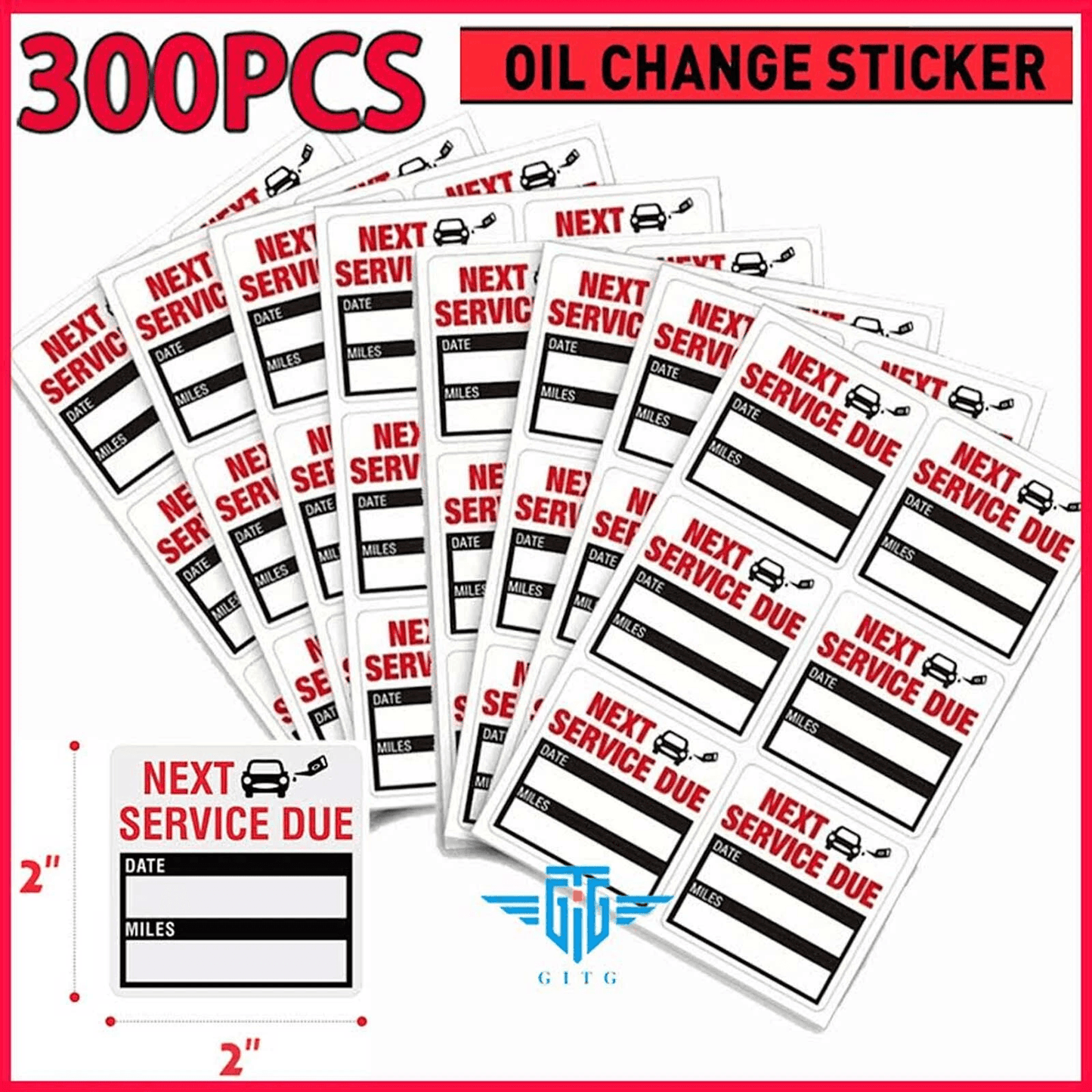 300 Oil Change Service Reminder Stickers Clear Window Lite Pack Waterproof, Writable Labels for Auto Maintenance