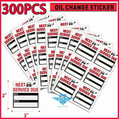 300 Oil Change Service Reminder Stickers Clear Window Lite Pack Waterproof, Writable Labels for Auto Maintenance
