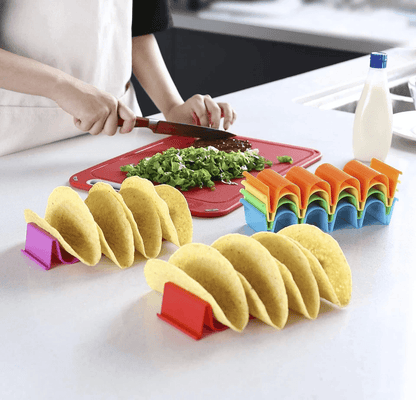 WaveShaped Taco Shell Holder Tray Holds 4 Tacos Each Durable Mexican Taco Stand Set For Parties 4