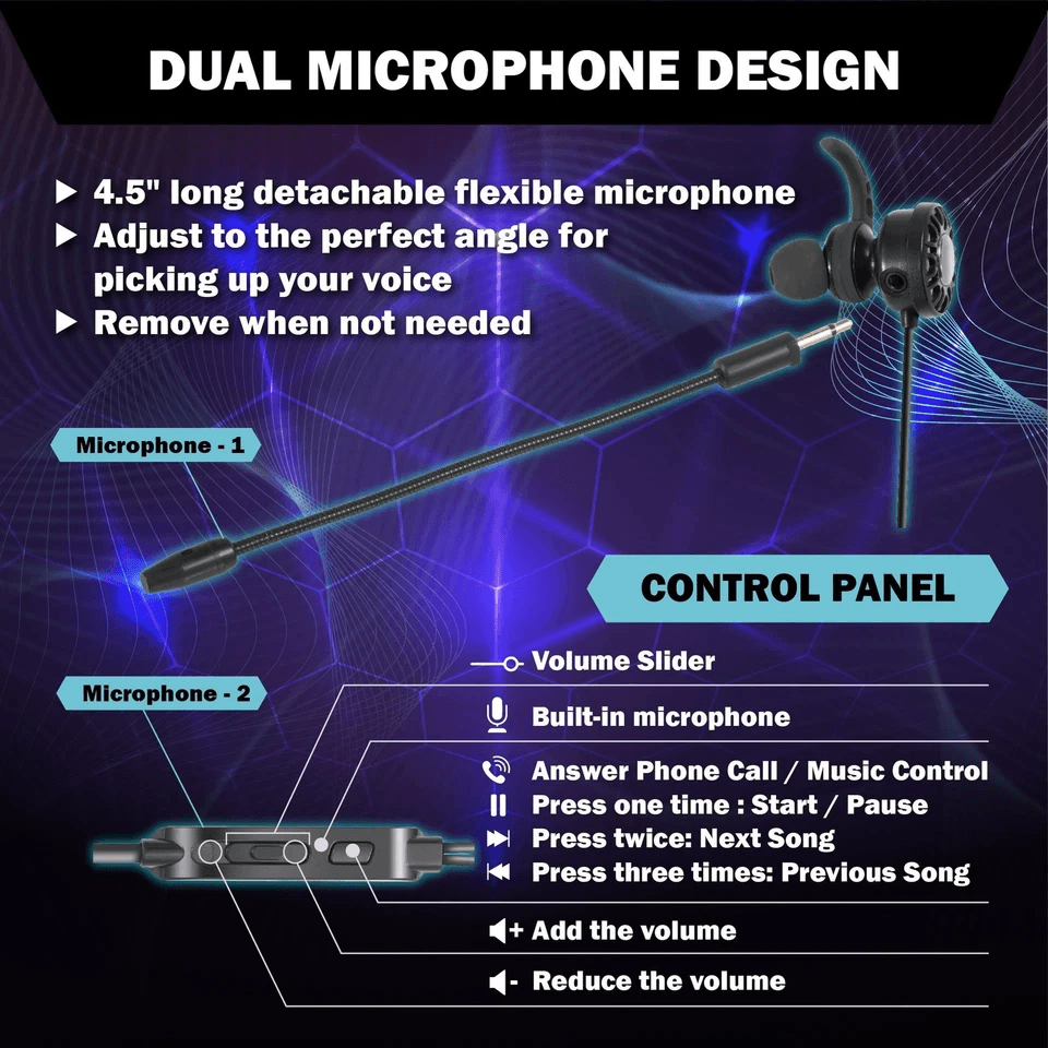 InEar PC Music Gaming Headset Headphone Earphone Stereo Sound With Dual Mic For PS4 Xbox Laptop Mob 1