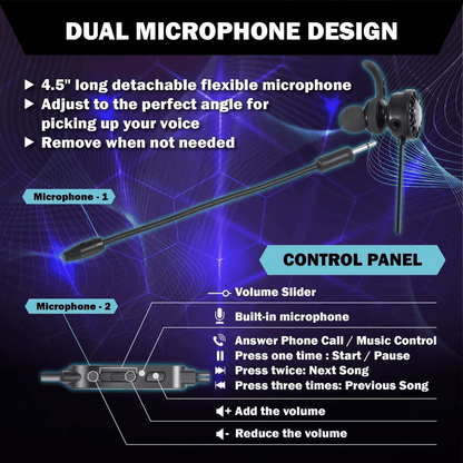InEar PC Music Gaming Headset Headphone Earphone Stereo Sound With Dual Mic For PS4 Xbox Laptop Mob 1