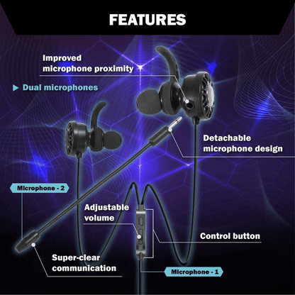 InEar PC Music Gaming Headset Headphone Earphone Stereo Sound With Dual Mic For PS4 Xbox Laptop Mob 2