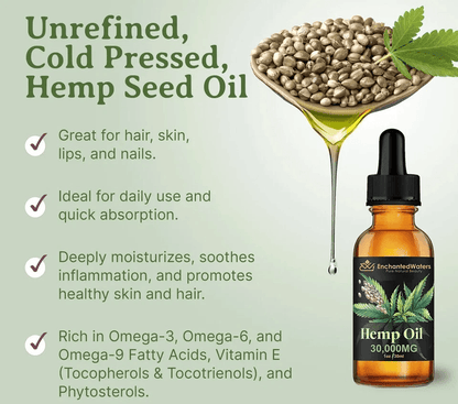 Organic Hemp Oil ColdPressed Pure Unrefined Virgin Hemp Seed Oil For Stress Pain  Sleep Food Grade  1