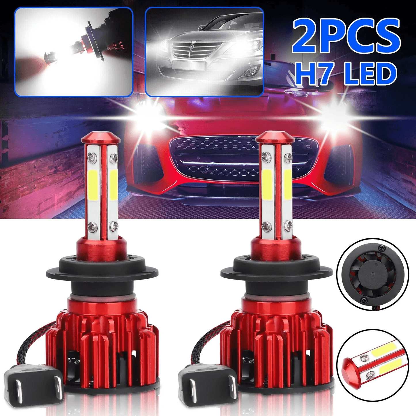 Super Bright LED Headlight Bulbs Conversion Kit, White High Low Beam, Plug-and-Play, CANBus-Ready, Long Lifespan