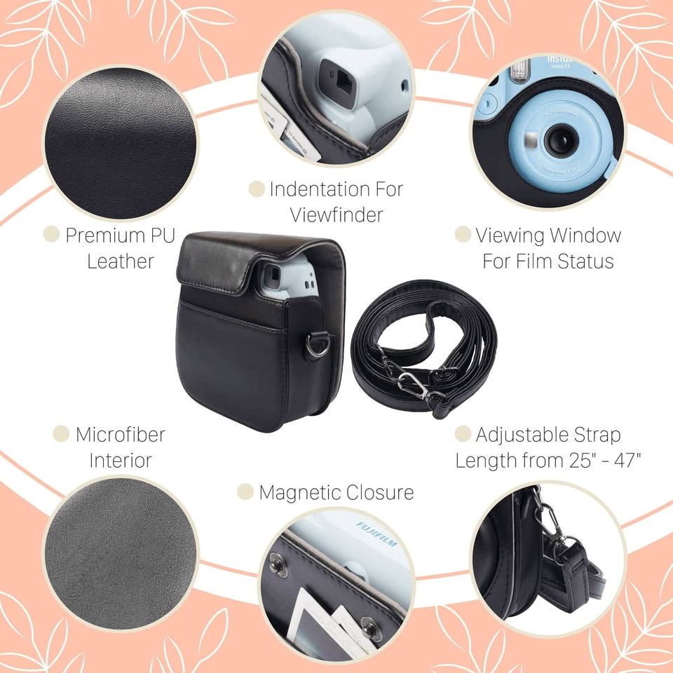 Black Case Bag Cover For Fujifilm Instax Mini 11 Instant Camera With Strap Travel  Gift Ready 3