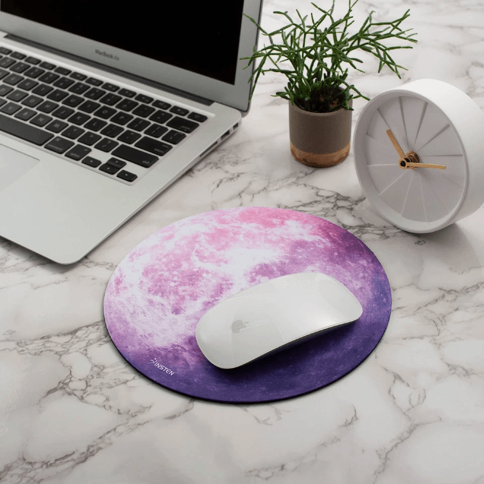 Round Galaxy Mouse Pad, Non-Slip, Purple Venus Design for Gaming & Office